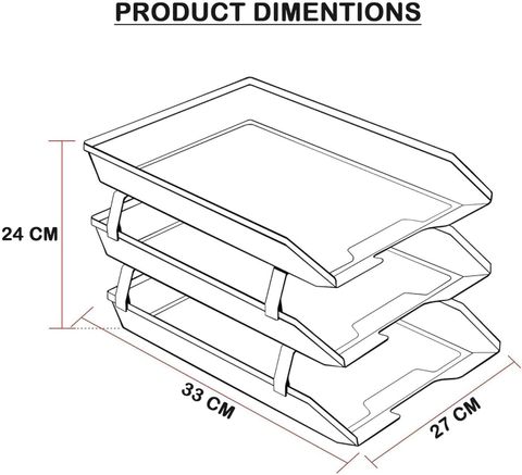 Sumoware 3 Compartments ABS Plastics File Tray Rack (Black) - Image 6
