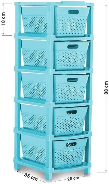 Seville Classics 5 Compartments Plastic, Premium Chest of Drawers (Blue) - Image 7