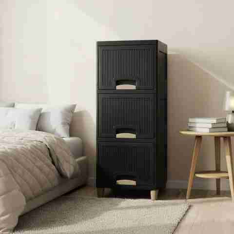 TOOBIL 3 Compartments plastic DRAWER (Black) - Image 5