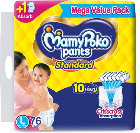 MamyPoko Pants Standard, 10hr Leakage Protection Pant Diapers - L (76 Pieces) - Image 4