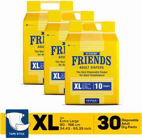 FRIENDS Economy Tape Adult Diapers XL (30 Pieces) - Image 3
