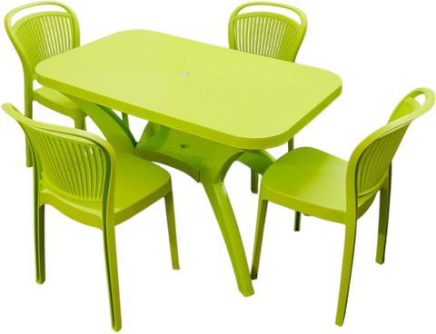 TrendyLivings 4 Seater Plastic Dining Table Set, Green - Image 8