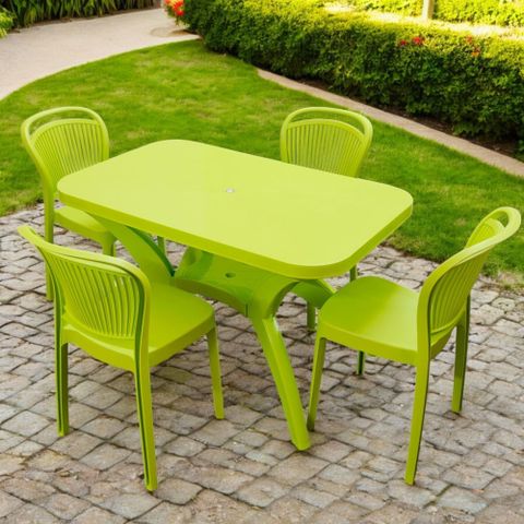 TrendyLivings 4 Seater Plastic Dining Table Set, Green - Image 7