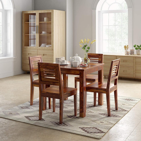 SWANGIA ART Solid Wood Dining Set| Wooden Table Chair Set|4 Seater