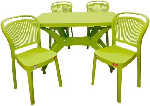 TrendyLivings 4 Seater Plastic Dining Table Set, Green - Image 6