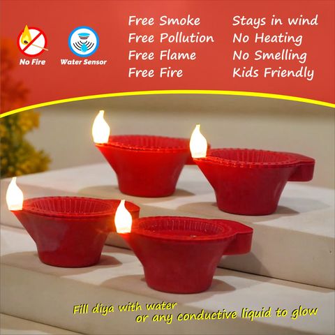 SLYKA Battery Powered Led based water sensor Diyas for Diwali, Home, Mandir decoration Plastic (Pack of 30) Table Diya Set (Height: 1.5 inch) - Image 7