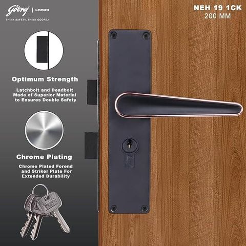 Godrej Locks Steel Matte Handlesets (Black) - Image 4