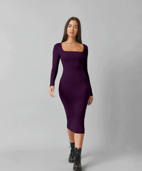 long purple bodycon dress Alekya Women Midi/Calf Length Maxi dress Size:US18 - Preorder modest mother of bride Women's Dresses | Ethical Deep V Neck5