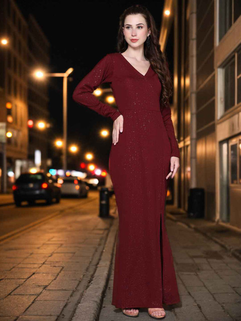 ankle length dress bodycon Reevoxy Fashion Women Maroon alluring edge SLEEVELESS Ophelia Stretch Satin Color:ENGLISH VIOLET