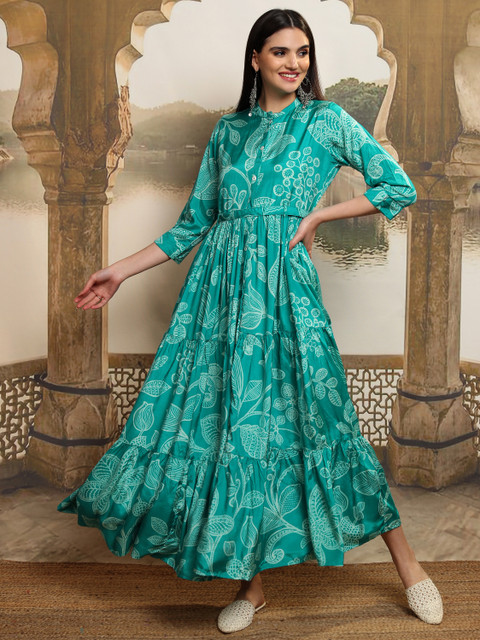 vishu dress for ladies Vishudh Women Maxi Blue Midi/Calf Length traditional vishu dress