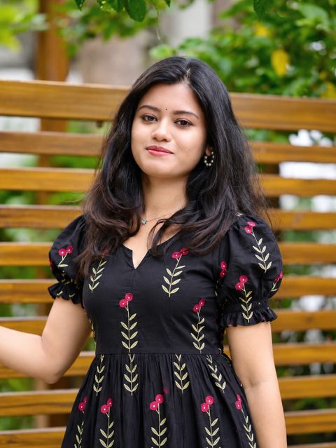 Panchiraj Women Tiered Black Midi Dress - Image 8