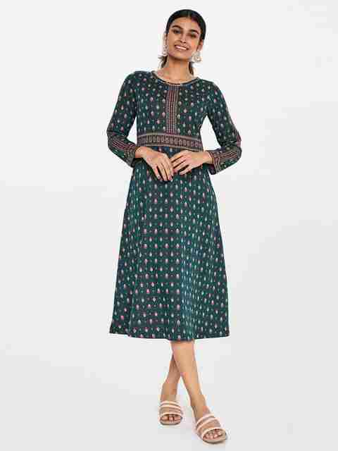 global desi green dress Women A-line Mini/Short Baby Pink