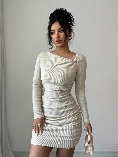 bodycon dresses 2018 Traquila Women Beige Mini/Short Dress kendall jenner blue dress wedding