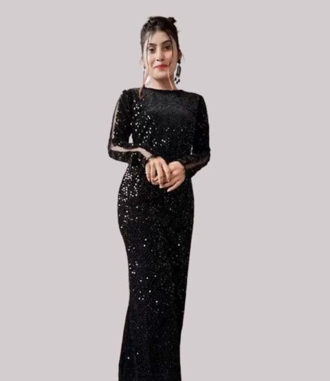 bodycon dress flipkart EZ stall Women Black Maxi/Full Length Maxi dress