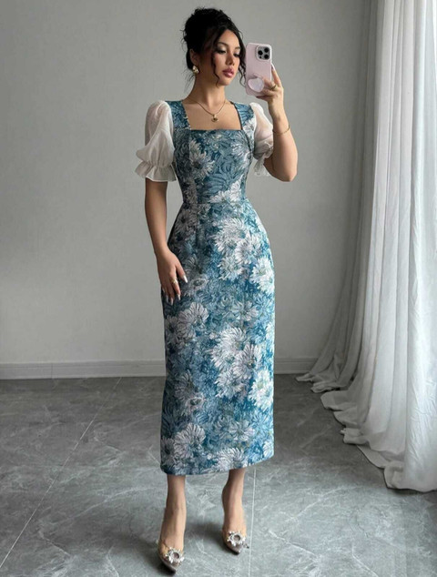 SPIVOZ Women Bodycon Multicolor Below Knee Dress
