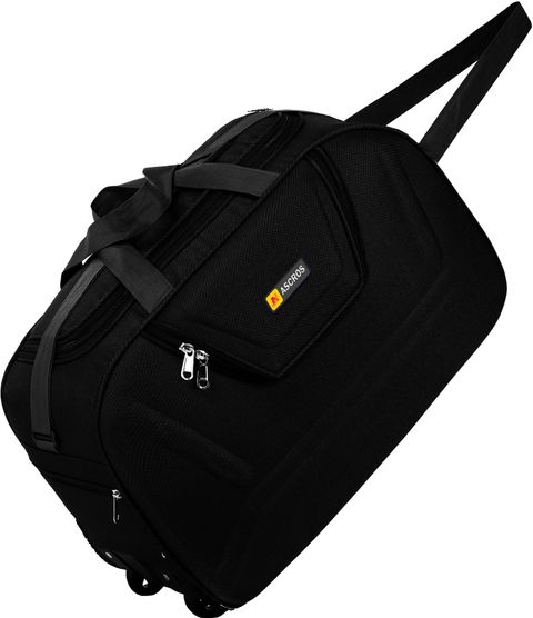 ASCROS 60 L Strolley Duffel Bag - Lightweight Rolling Duffel Bag - 2 Wheel luggage bag with top handle - Black - Large Capacity - Image 6