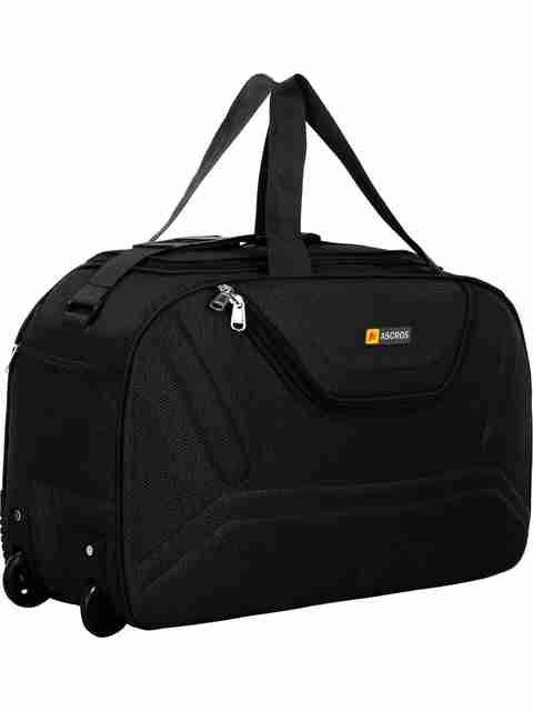 ASCROS 60 L Strolley Duffel Bag - Lightweight Rolling Duffel Bag - 2 Wheel luggage bag with top handle - Black - Large Capacity - Image 2
