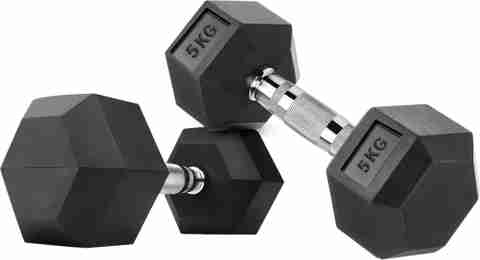 FITRXX à°«à°¿à°à±RXX HEXA |STEEL IRON RUBBER COATED DUMBBELL| FULL BODY WORKOUT (Set of 2) à°«à°¿à°à±à°¸à±à°¡à± à°µà±à°¯à°¿à°à± à°¡à°à°¬à±à°²à± (5 kg) - Image 5