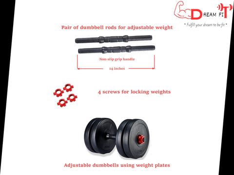 DreamFit PVC Adjustable Dumbbells Set 10kg Black - Image 8
