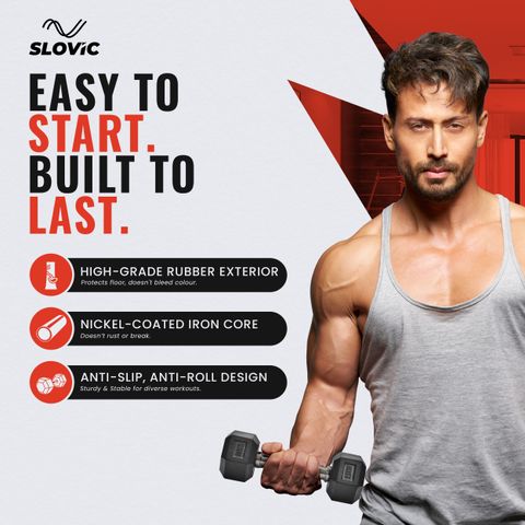 SLOVIC Dumbbells Set for Home Gym | 2.5 kg| Set of 2 Fixed Weight Dumbbell (5 kg) - Image 6