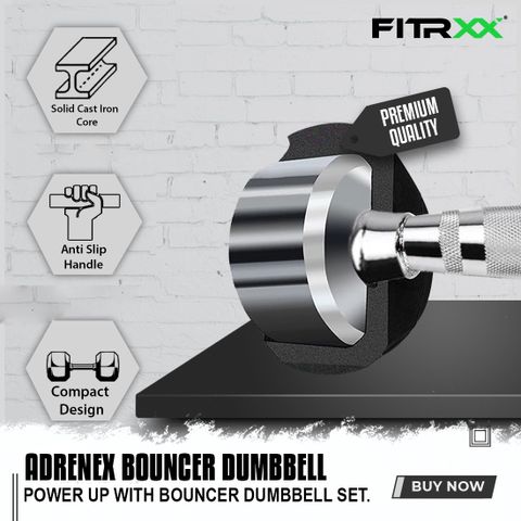 FITRXX 15 kg Rubber Coated Bouncer Dumbbells Pair - Image 5