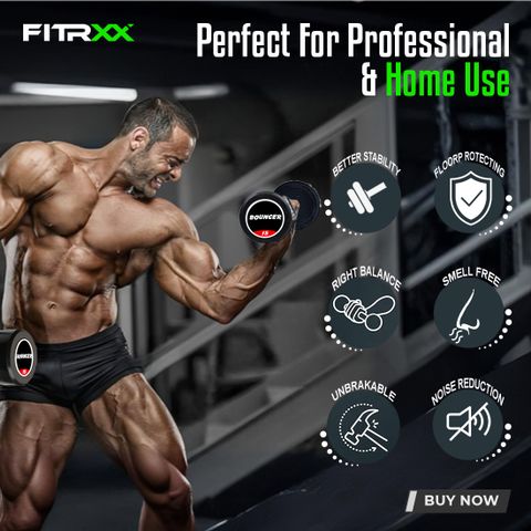 FITRXX 15 kg Rubber Coated Bouncer Dumbbells Pair - Image 6