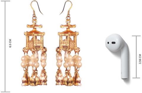 Salty Women & Girls Traditional Lantern Pearl Tassel Pearl Alloy Jhumki Earring - Image 6