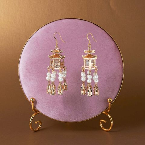 Salty Women & Girls Traditional Lantern Pearl Tassel Pearl Alloy Jhumki Earring - Image 3