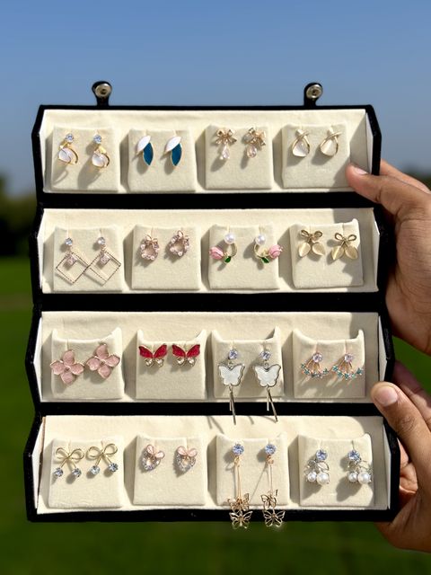 Treviyaa 16 Pair Stylish Western Earrings Set for Women & Girls | Trendy Fashion Combo Alloy Earring Set - Image 6