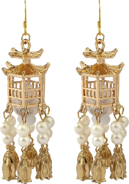 Salty Women & Girls Traditional Lantern Pearl Tassel Pearl Alloy Jhumki Earring - Image 5