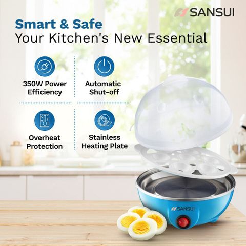 Sansui 7 Egg Electric Boiler Electric Egg Boiler Egg Cooker (Blue, 7 Eggs) - Image 5