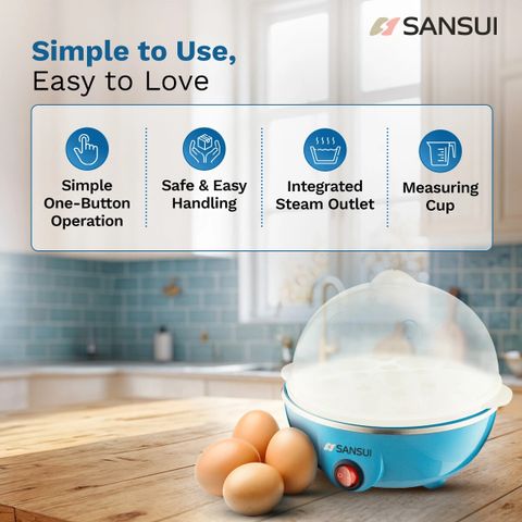 Sansui 7 Egg Electric Boiler Electric Egg Boiler Egg Cooker (Blue, 7 Eggs) - Image 7
