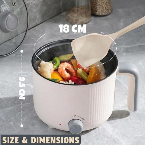 NowExp GENGXING Electric Cooker / Multi-Functional Hot Pot with Steamer Air Fryer, Egg Boiler, Deep Fryer, Food Steamer, Rice Cooker, Travel Cooker, Egg Roll Maker (1.5 L, Cream, greay) - Image 5