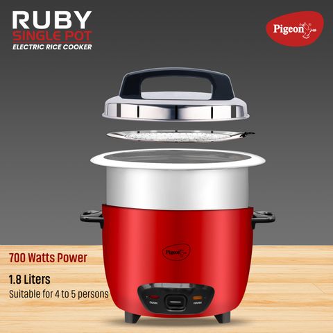 Pigeon 14930 Electric Rice Cooker 1.8L Red (Pack of 5) - Image 7