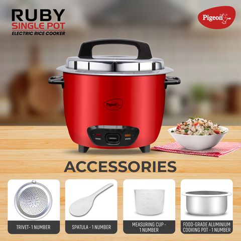 Pigeon 14930 Electric Rice Cooker 1.8L Red (Pack of 5) - Image 8