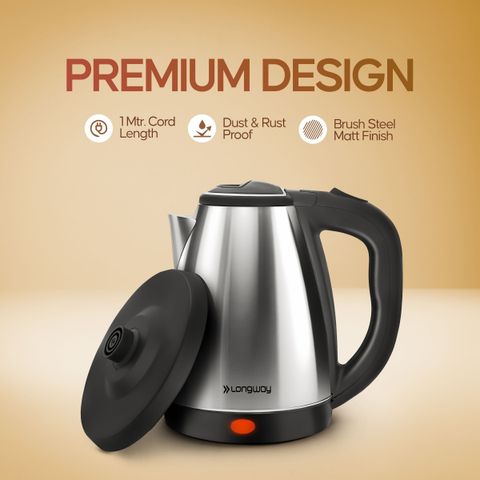Longway Kestro 1500 W with Stainless Steel Body for Boiling Electric Kettle (2 L, Silver) - Image 6