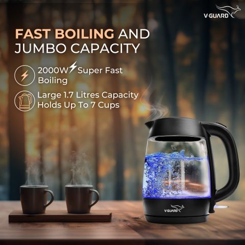 V-Guard VKG17 Electric Kettle 1.7L Black Glass - Image 4
