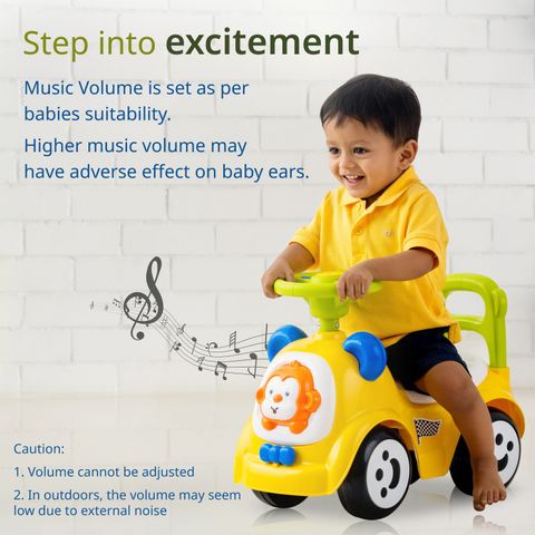LuvLap Sunny Car with Music, for kids 1 to 3 years upto 25 Kgs Rideons & Wagons Non Battery Operated Ride On (Yellow) - Image 8