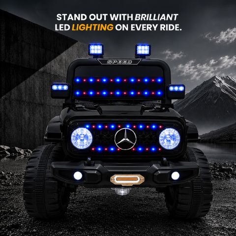 Kiddy Nation APEX 4X4 Rechargeable Electric Car for Kids | Bluetooth, Music, Lights & Remote Jeep Battery Operated Ride On (Black) - Image 6