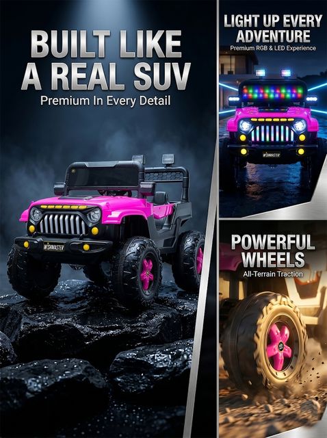 Wishmaster Child Battery Jeep Car (1â6 Years, Remote + Manual Drive) Jeep Battery Operated Ride On (Pink) - Image 7