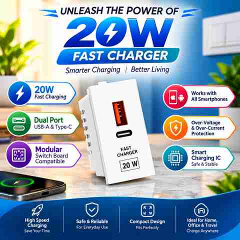 Sivaezhiyan Smart Wall Charger Switch Module 2.1A Two Pin Socket - Image 3