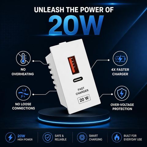 Sivaezhiyan Smart Wall Charger Switch Module 2.1A Two Pin Socket - Image 5