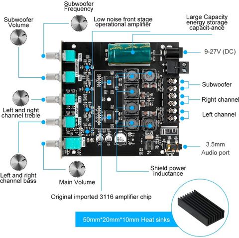 EASTRA à¤à¤¸à¥à¤à¥à¤°à¤¾ TPA3116D2 ZK-TB 21 50w*2+100w 2.1 Amplifier Board à¤à¤²à¥à¤à¥à¤à¥à¤°à¥à¤¨à¤¿à¤ à¤à¥à¤®à¥à¤ªà¥à¤¨à¥à¤¨à¥à¤ à¤à¤²à¥à¤à¥à¤à¥à¤°à¥à¤¨à¤¿à¤ हà¥à¤¬à¥ à¤à¤¿à¤ - Image 7