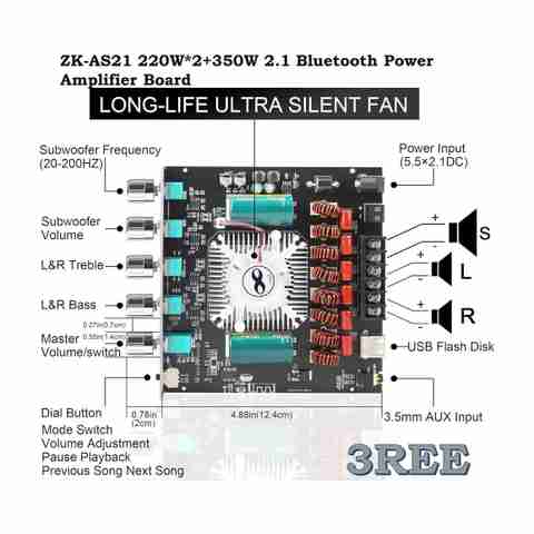 3REE QUALITY ZK-AS21 TPA3255 Bluetooth 5.1 Power Amplifier Board Electronic Components Electronic Hobby Kit - Image 5