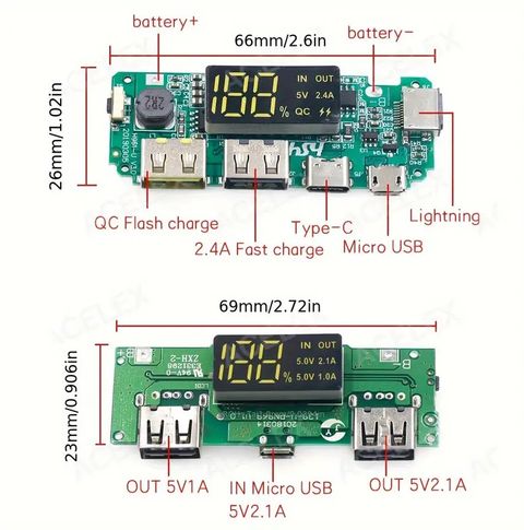 Electrical Bro ElectricalBro 5V 2.4A Dual USB Power Bank Module Micro USB/Type-C & LED Display Electronic Components Electronic Hobby Kit - Image 7