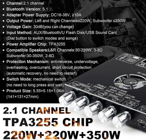3REE QUALITY ZK-AS21 TPA3255 Bluetooth 5.1 Power Amplifier Board Electronic Components Electronic Hobby Kit - Image 8