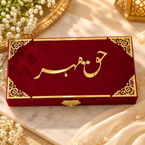 Online Gift Gallary Premium Red Velvet Haq Mehr Gift Box, Maroon - Image 4