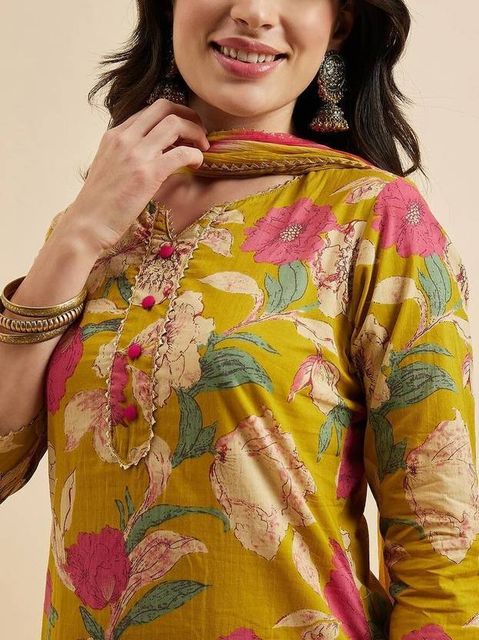FABUNNA COTTON Women Viscose Rayon Kurta Pant Dupatta Set - Image 7