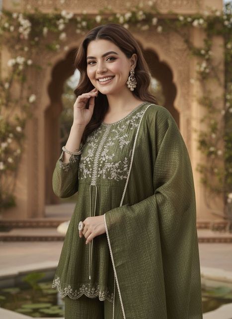 MOKOSH Women Pure Silk Kurti Palazzo Dupatta Set - Image 8
