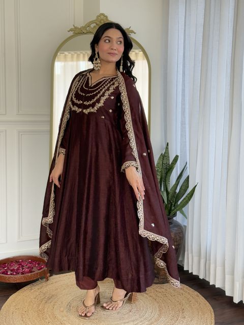 PILUDI Women Art Silk Kurta Pant Dupatta Set - Image 5